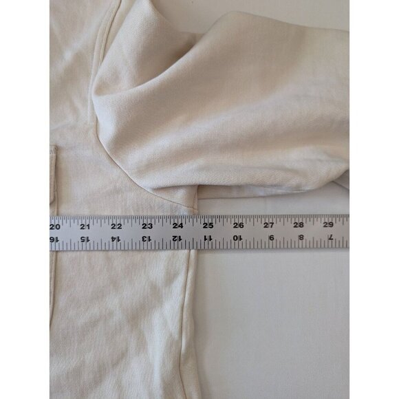 Good American Oversize Women's Shacket Cotton Fleece Jacket Size 3/4 Cream - Picture 5 of 9